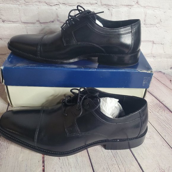 J. Murphy Men's Warehouse Leather Black Oxfords - Picture 4 of 10